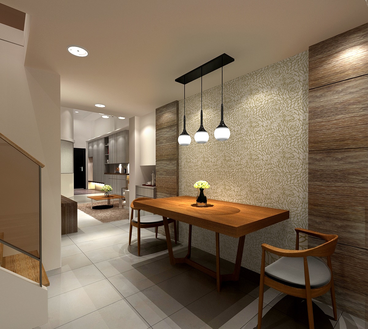 米色餐廳 吊燈 餐桌 餐椅 宅在家也能提升品味 壁紙輕裝修貼出質感空間 信義居家