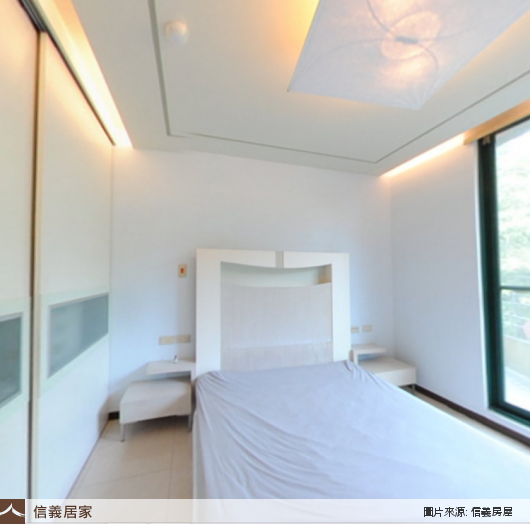 臥室單式天花板,臥室雙人床,臥室磁磚,臥室床頭主牆,臥室燈具