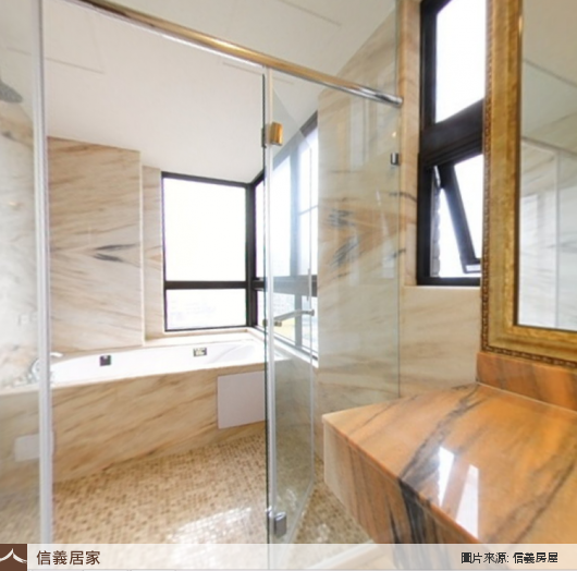 浴室鏡子,浴室大理石牆面,乾濕分離鏡子,乾濕分離大理石牆面