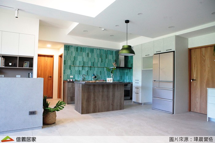 室內設計 木地板 磁磚 廚房 客廳